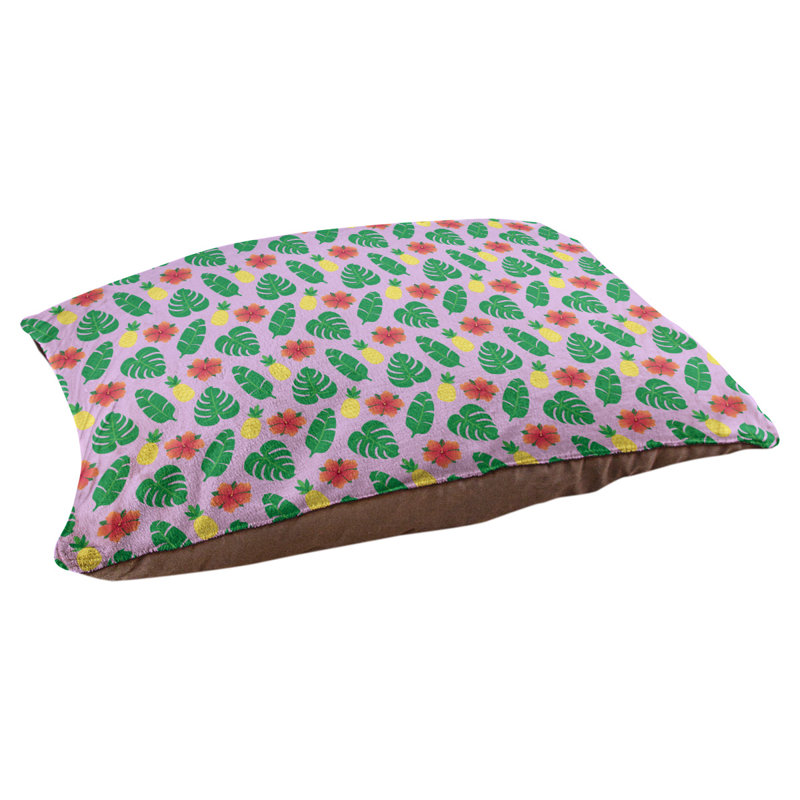 Coussin d'extérieur pour chien Campion, Moyen (L 29,5 po x P19,5 po x H 9,5 po), Mauve/Rouge/ Vert