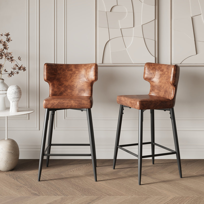 Dejon Bar Stools Set of Two, Brown