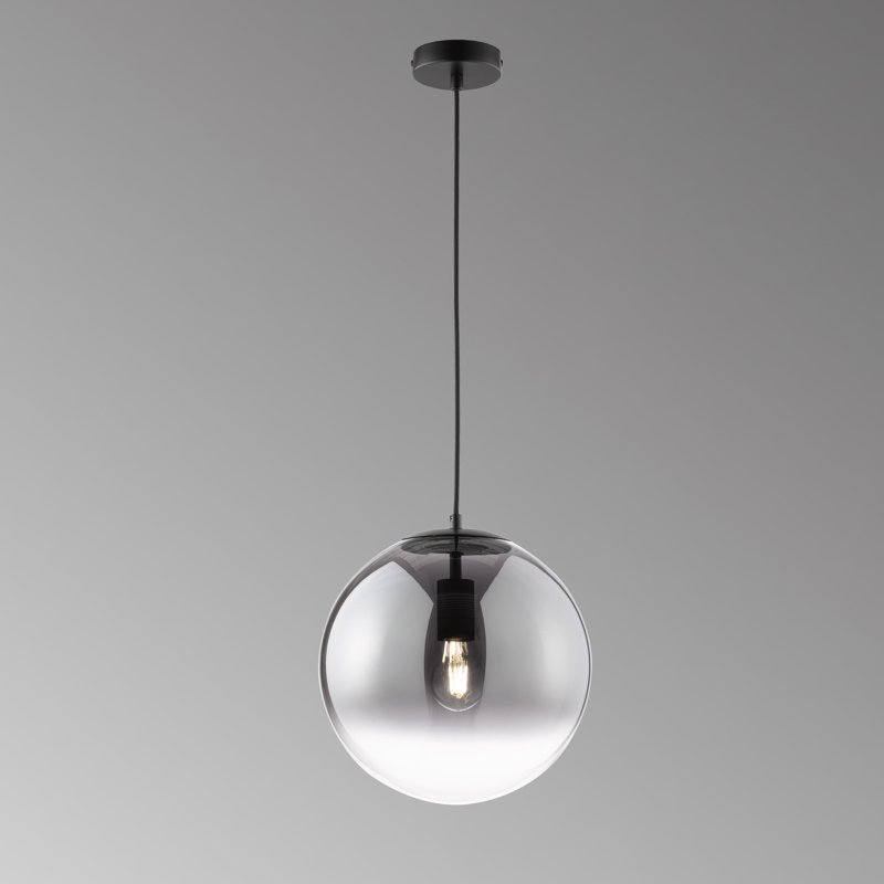 1 - Light Black Matt Sphere Pendant, 250cm H x 30cm W x 30cm D