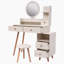 Meuble-lavabo de chambre à coucher, coiffeuse avec tabouret rembourré et miroir DEL-123300713