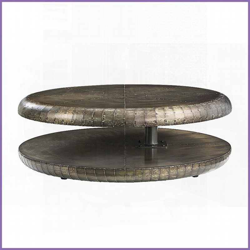Table basse bronze en aluminium Brancaster - conception patchwork unique, pivotant à 360 ° pour le salon