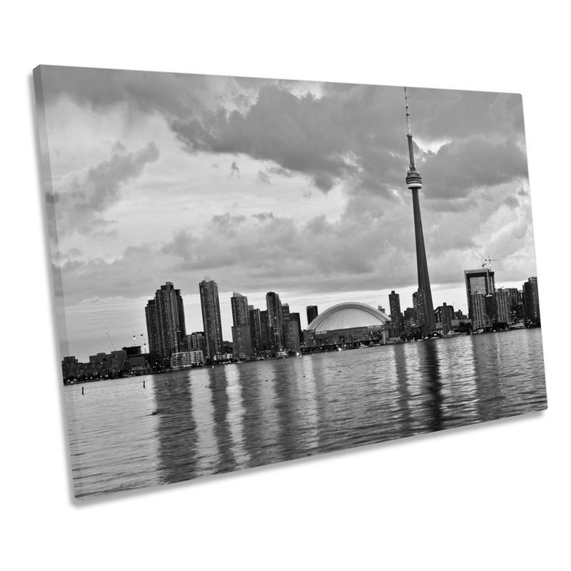 Toronto Skyline City Sunset Canada B&W - Wrapped Canvas Print, 40.6cm H x 61cm W x 2cm D