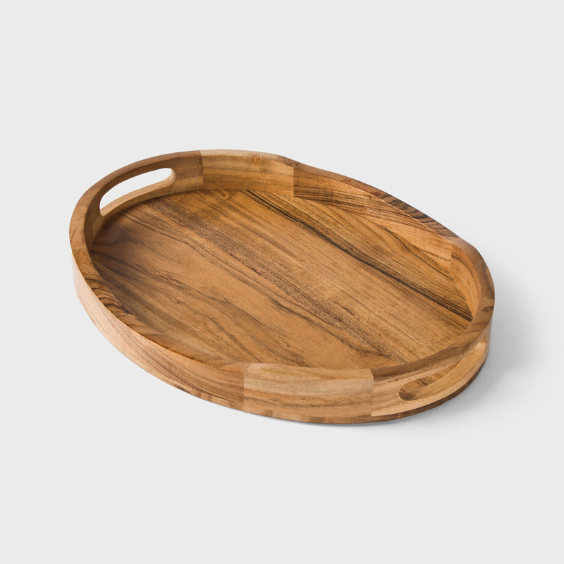 Acacia Wood Oval Serving Tray in Natural Finish