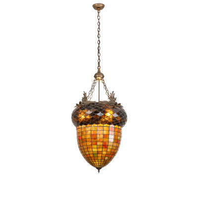 22" Wide Acorn & Oak Leaf Inverted Pendant