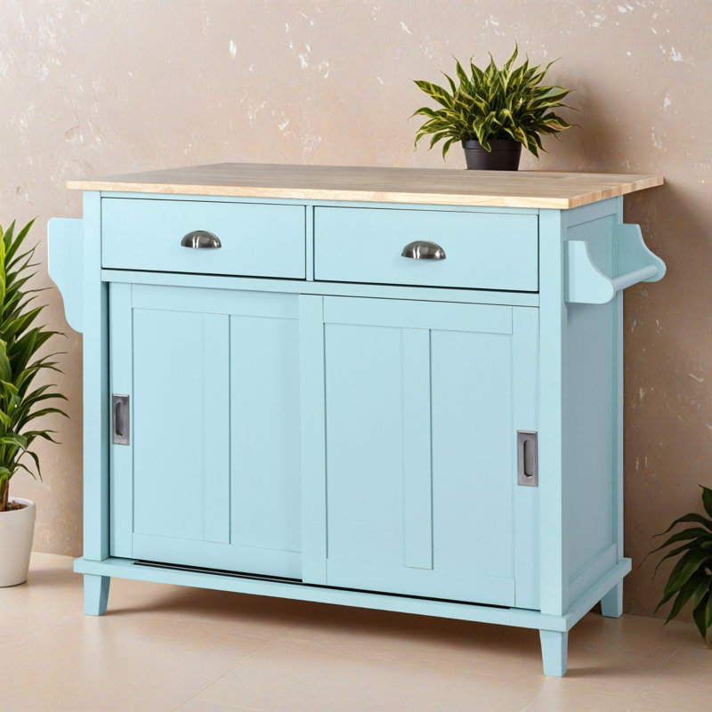 Îlot de cuisine mobile de 52,22 po avec plateau en bois massif, armoire de rangement et plateau rabattable, support à épices, porte-serviettes pour la cuisine, la salle à manger