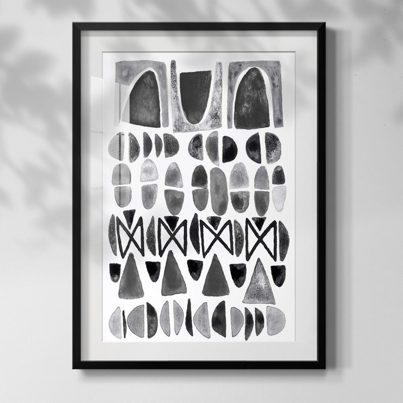 Arches grises I - Tableau encadré en verre, grand format, idéal pour le salon, H 20 po x l 16 po, Toile encadrée noire, Blanc