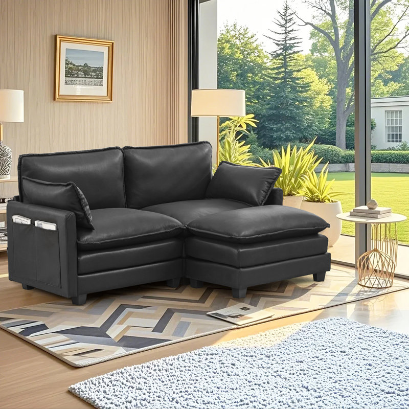 3-Piece Upholstered Sectional, Black