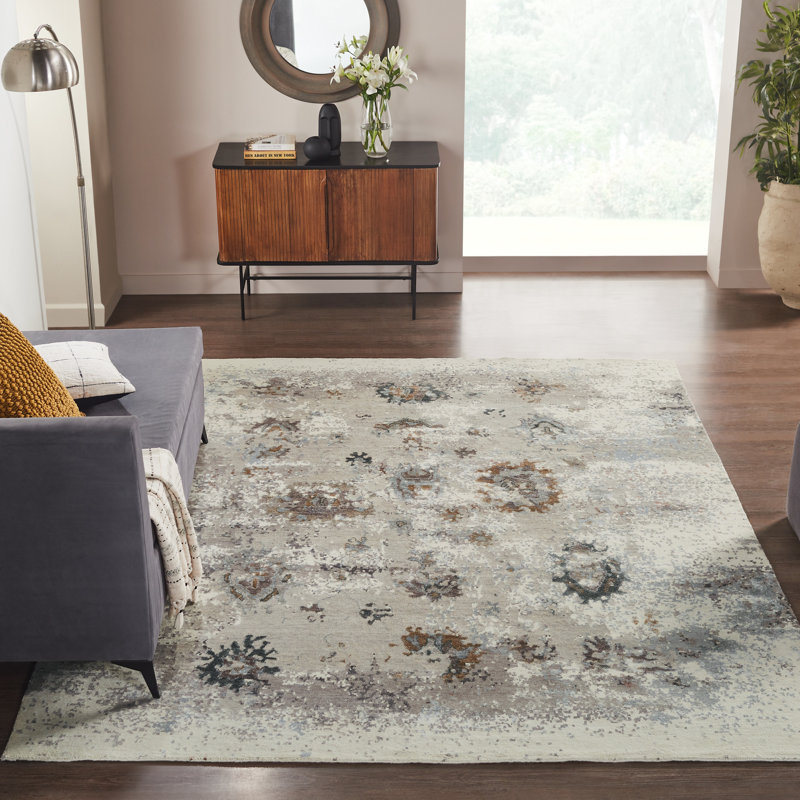 Illusion Weave Hand Knotted Abstract Area Rug, Rectangle 10' x 14'
