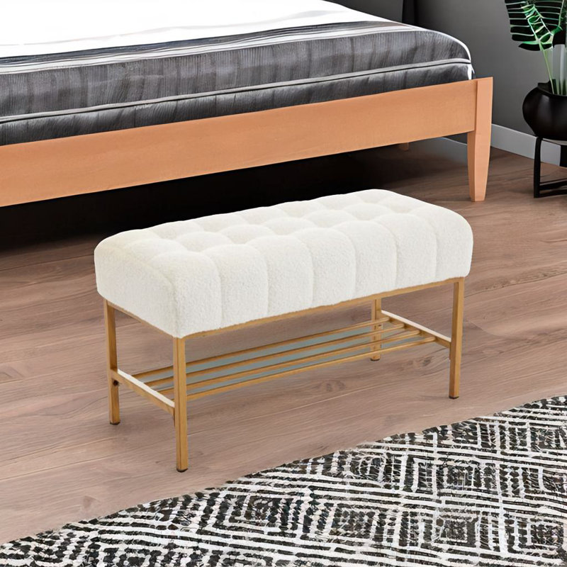 Banc à chaussures rembourré, Blanc