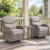 Carolina 3 Piece Patio Set Outdoor Wicker Glider Rocking And Swivel Chairs With Cushions