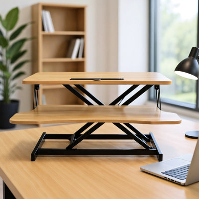 Convertisseur de bureau à hauteur réglable pour 32 pouces avec double moniteur et ordinateur portable, support avec large plateau à clavier, idéal pour le bureau à domicile, changement de 19,8 pouces, configuration d'une structure solide, environnements,