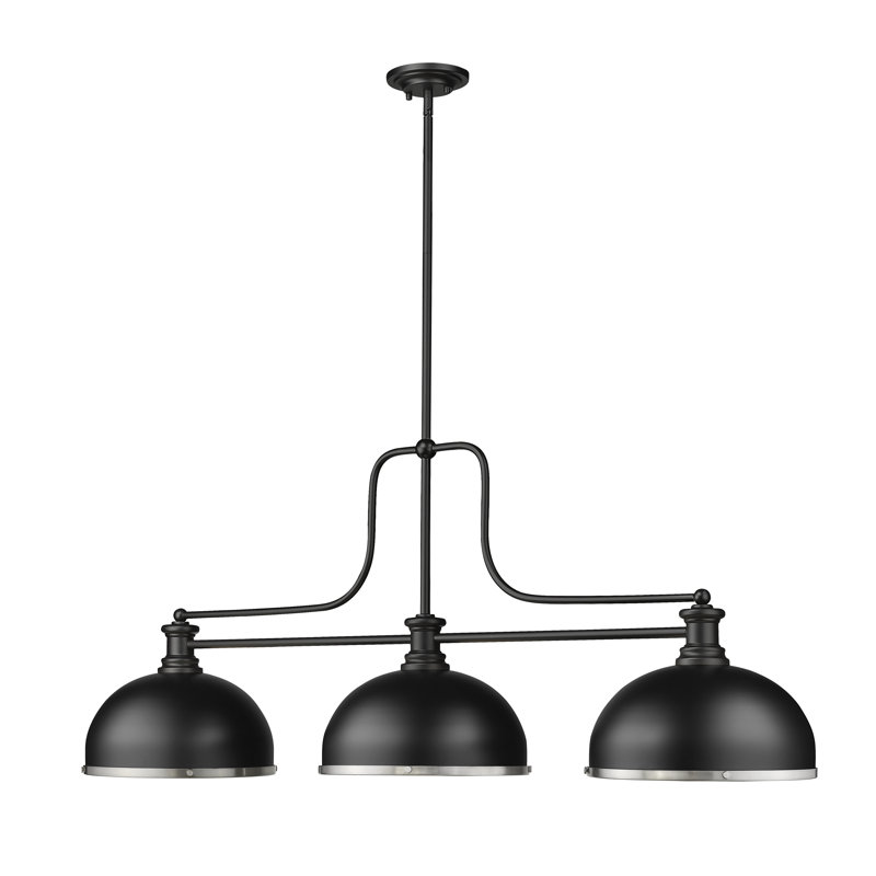 Lustre linéaire moderne à 3 lumières Eraste, Noir mat / nickel brossé
