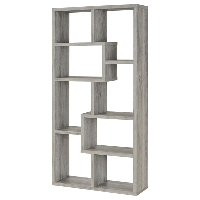 Bibliothèque Lawton Grey Driftwood, Bois flotté, (7 tablettes) H 70,75 po x l 35 po x P 11,75 po