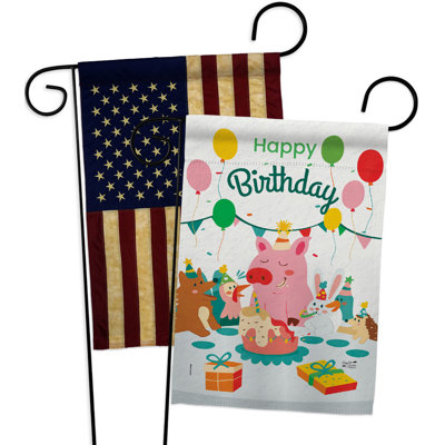 Double Sided 18.5'' H x 13'' W Polyester Birthday Garden Flag