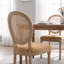 Chaises de salle à manger d'inspiration rétro avec structure en bois massif - dossier en rotin, tissu en lin, ensemble de 2-571921204