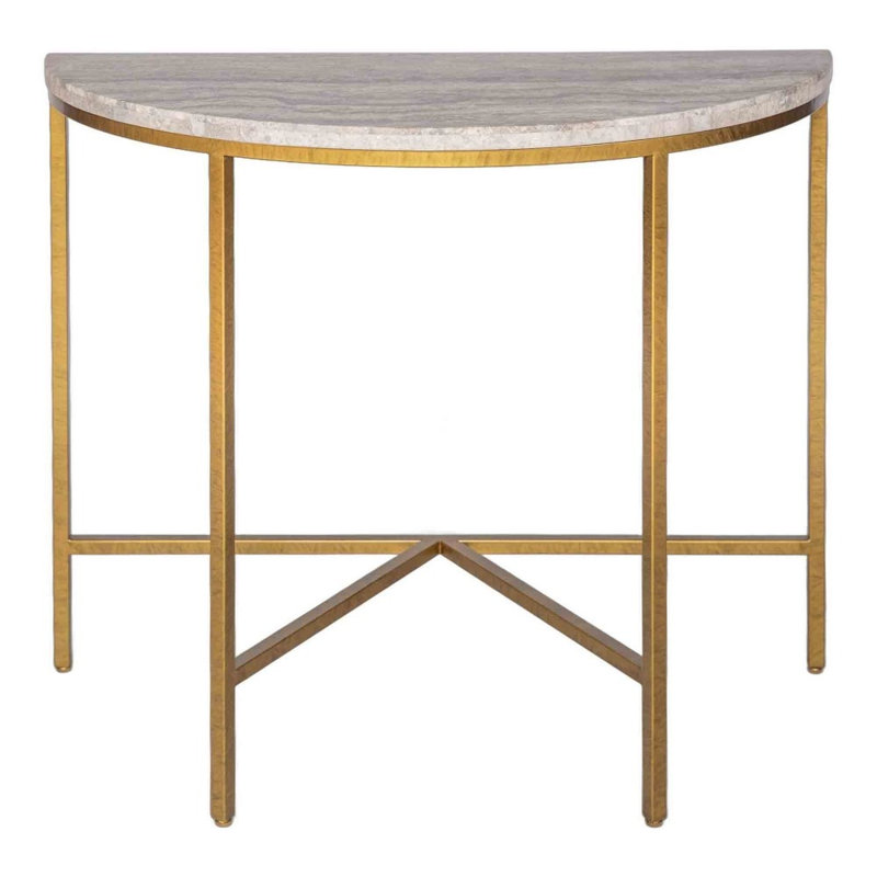 Console 38 po Vermont, Travertin argent, Gold Leaf