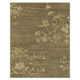 Wool Floral Area Rug in Green/Gold