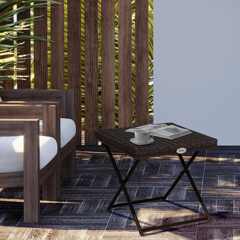 Table basse de jardin pliante en osier