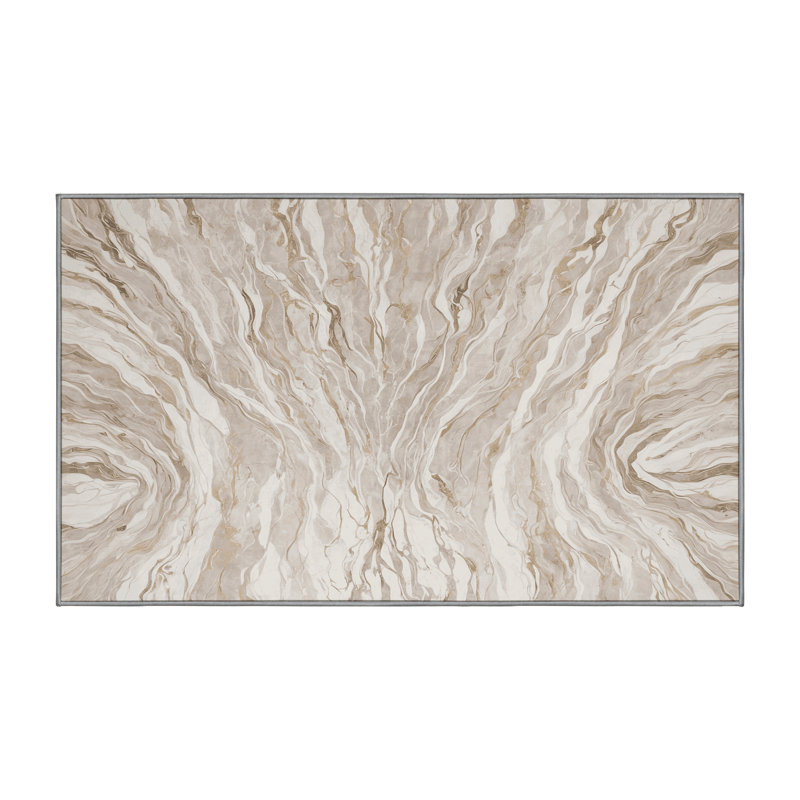 Machine Washable Gray Area Rug, Rectangle 7' x 10'