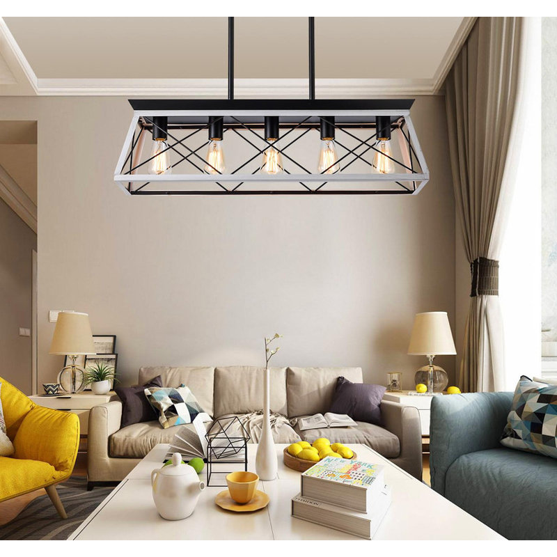 Lustre suspendu industriel 32 lumières 5 lumières - Cage en métal moderne | Luminaire suspendu réglable pour la salle à manger, la cuisine, le salon
