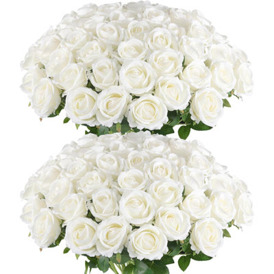 50 pièces de roses artificielles en vrac, de roses en soie artificielle pour des centres de mariage