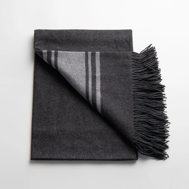Grey Stripped Cashmere Throw