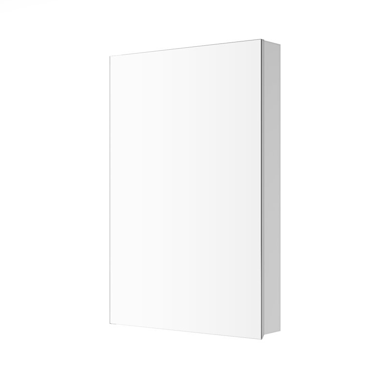 Armoire de salle de bain 24 po x 36 po, bords de miroir biseautés, porte ouverte à droite, rangement spacieux, bois d'ingénierie, reflet transparent, porte de rangement blanche, espace, bois