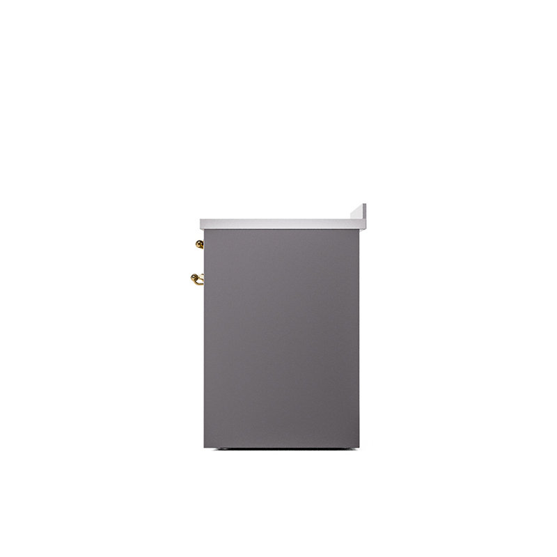 ILVE Nostalgie II Series 30 inch Induction Range with 4 Induction Elements (Solid Door), Graphite Matte/Brass