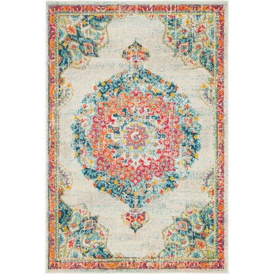 Tapis abstrait ivoire / orange Galyean