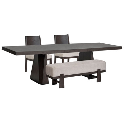 Table de salle à manger extensible à double piédestal avec 2 chaises d'appoint et banc