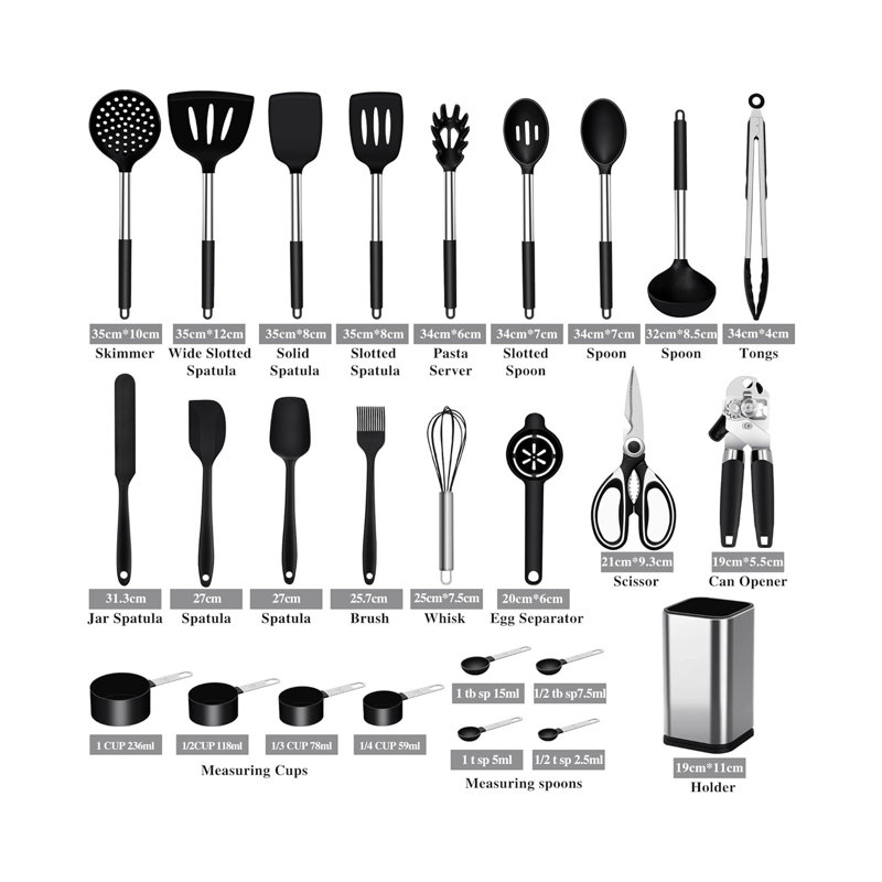 26 Pack Kitchen Cooking Utensils Set,Heat Resistant,Black
