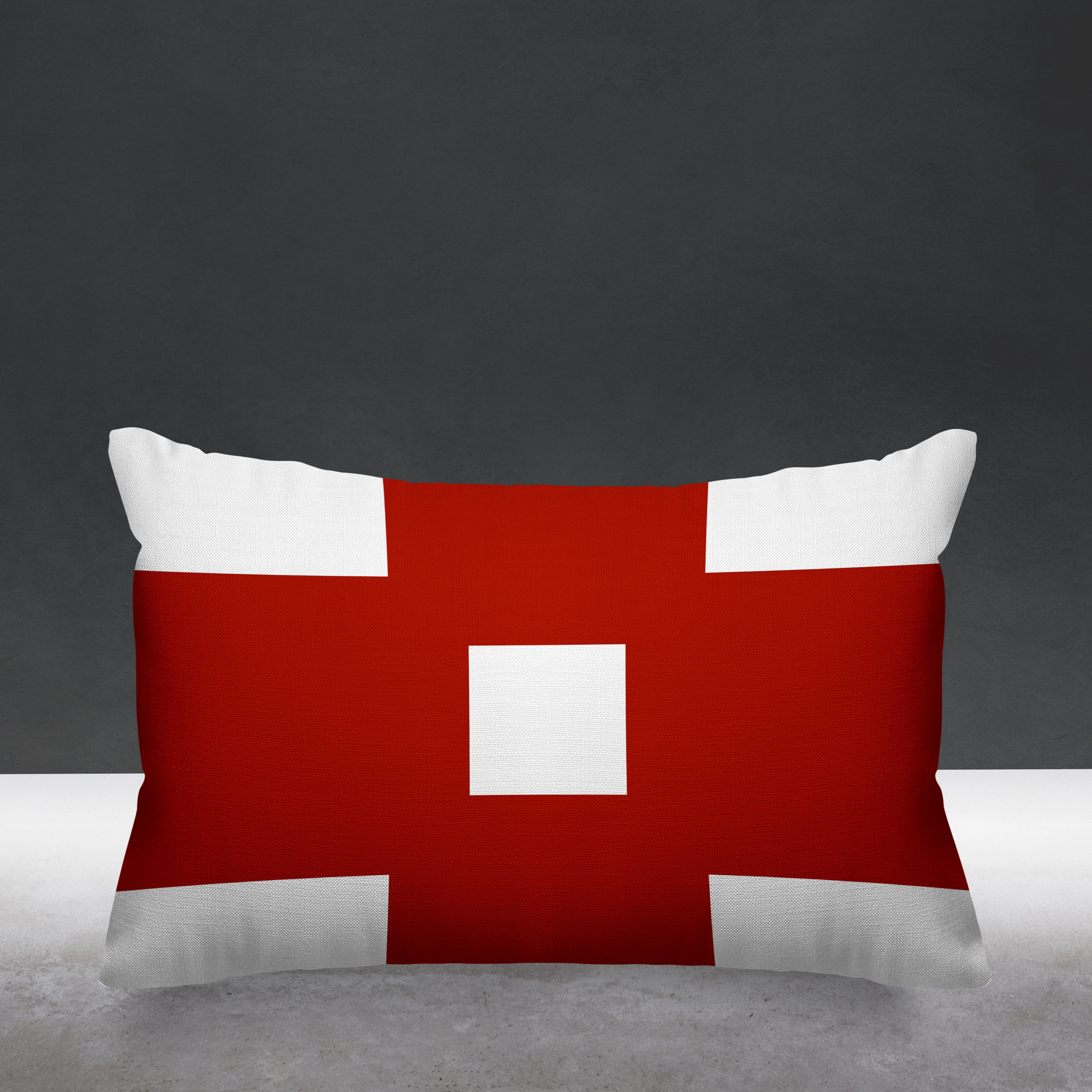 Luella Geometric Spun Polyester Indoor/Outdoor Lumbar Throw Pillow, Red