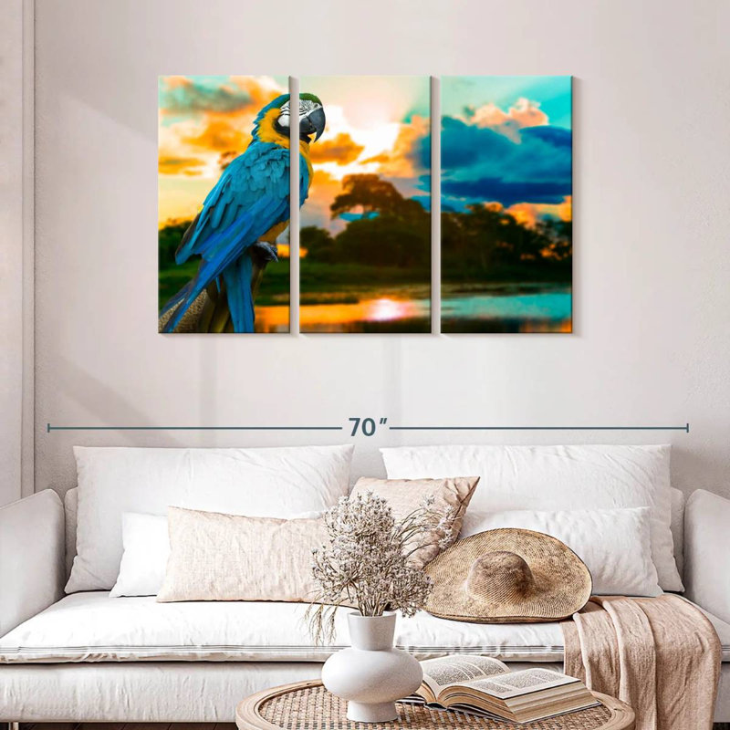 Macaw At Sunset, 28" H x 45" W