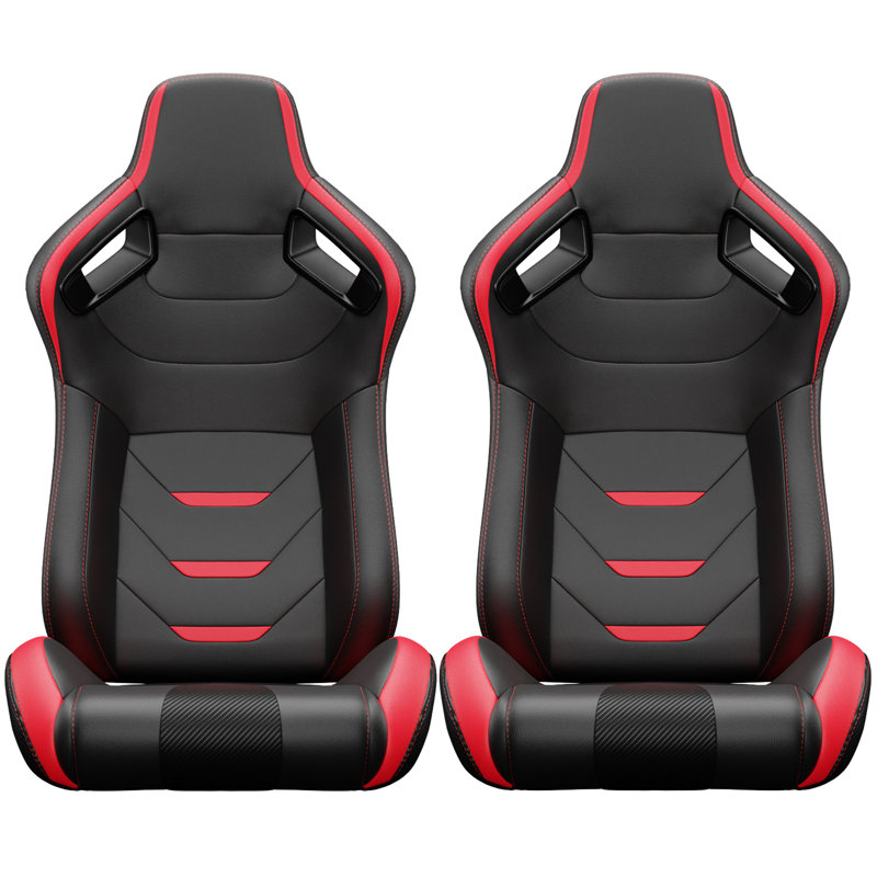 2PC Universal Bucket Racing Seats, Red