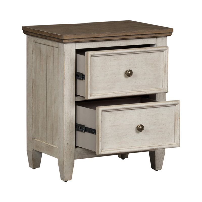 Haylee 26'' W 2 Drawer Nightstand w/ USB Charging Ports