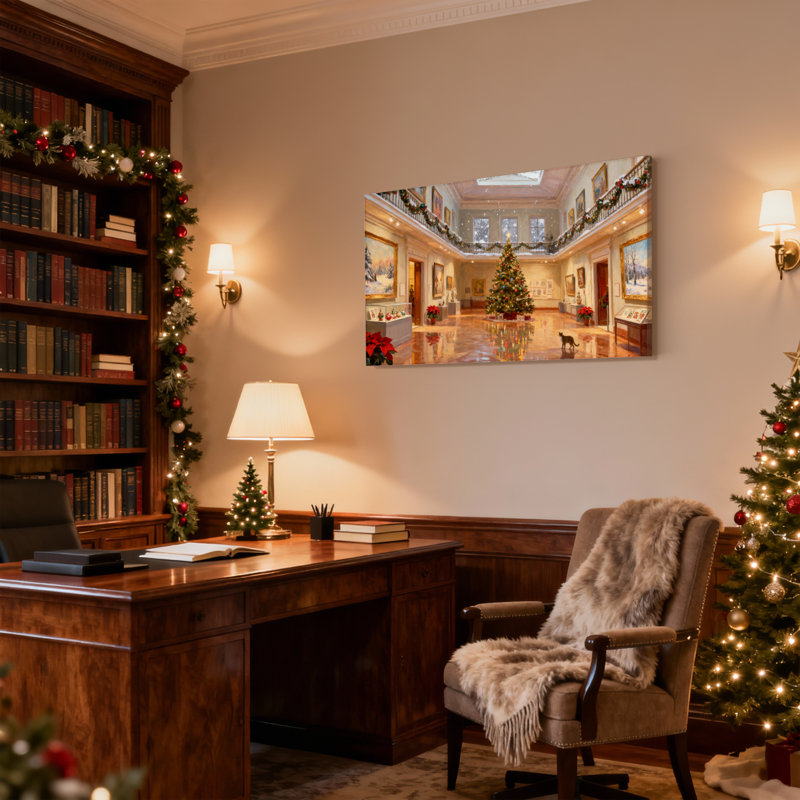 «Christmas Christmas Tree Gallery Hall», ensemble de 3 reproductions d'art sur toile, H 20 po x l 30 po