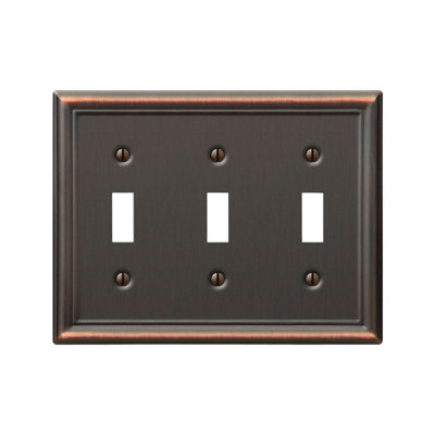 Amerelle Chelsea Aged Bronze 3 gang Stamped Steel Toggle Wall Plate 1 pk