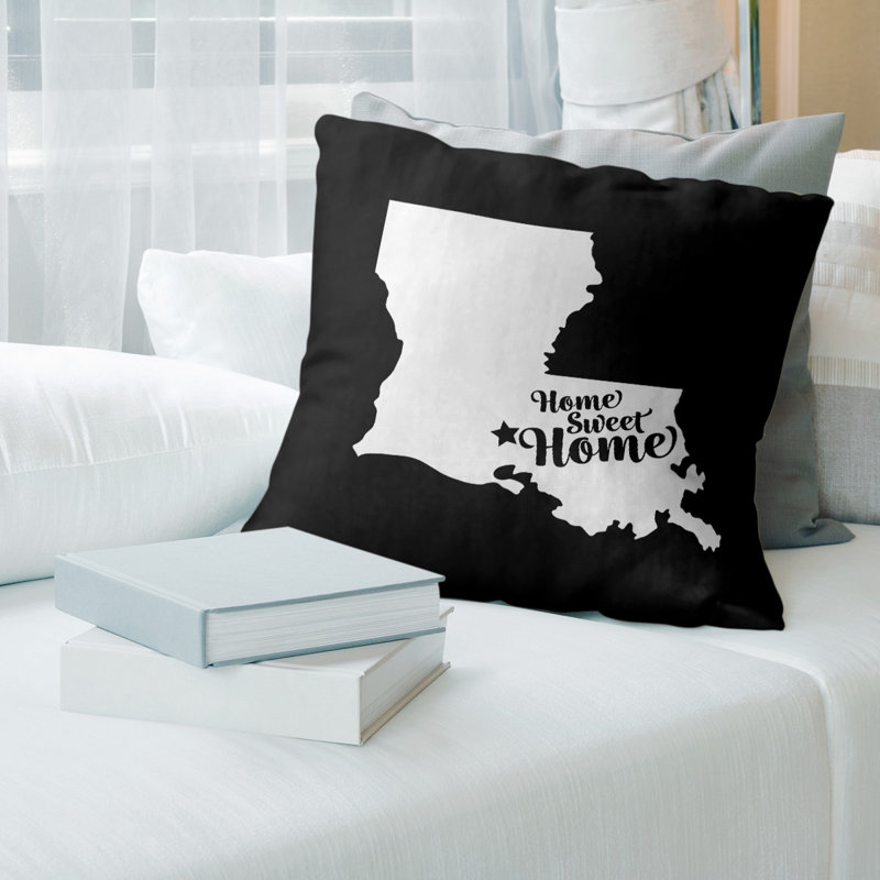 Coussin décoratif home, H 26 po x l 26 po, Noir, Tambour croca
