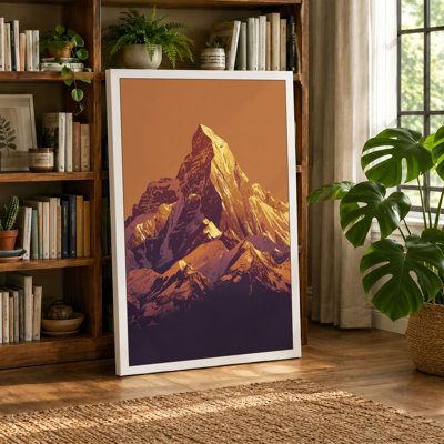 Mountain at Dusk Minimalist - Wrapped Canvas
