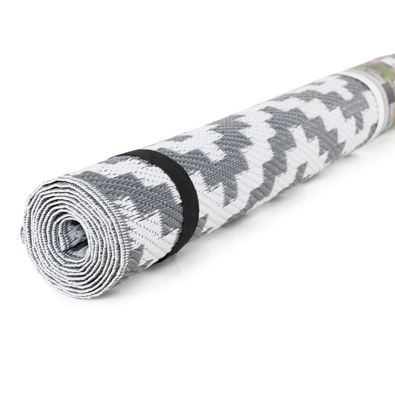 Tapis extérieur gris / blanc Alsion, Rectangle 6 pi x 9 pi