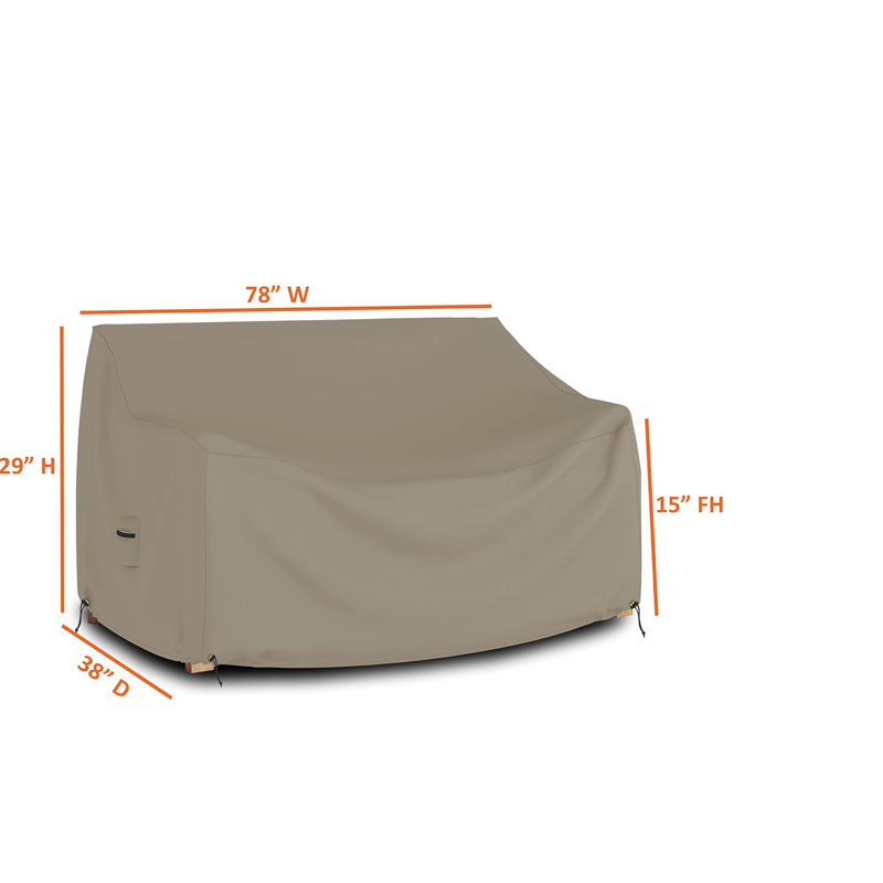 Outdoor Patio Bench Cover, Beige, 73.7cm H x 198.1cm W x 96.5cm D