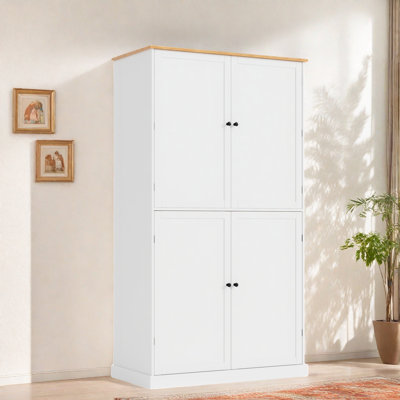Garde-manger avec 2 tiroirs intégrés, 2 tablettes réglables, 8 tablettes de porte et 1 armoire de rangement