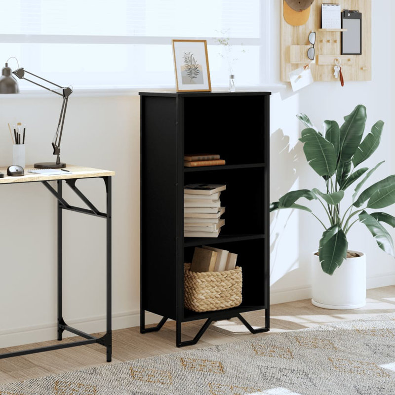 Bibliothèque vidaXL Bois d'ingénierie, métal, Noir, (3 tablettes) H 41,7 po x l 19,7 po x P 12,2 po