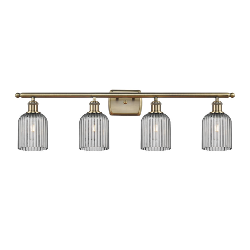 Fiennes 4 - Light Dimmable Vanity Light, Antique Brass, Smoke Gray