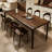 Walnut-colored solid wood rectangular dining table-1420073463