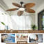 Ventilateur de plafond à feuilles de palmier tropical avec lumière DEL