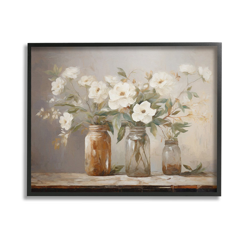 «Vintage Farmhouse Blooms», estampe numérique par Ramona Murdock, Giclée encadrée noir minuit, H 11 po x l 14 po