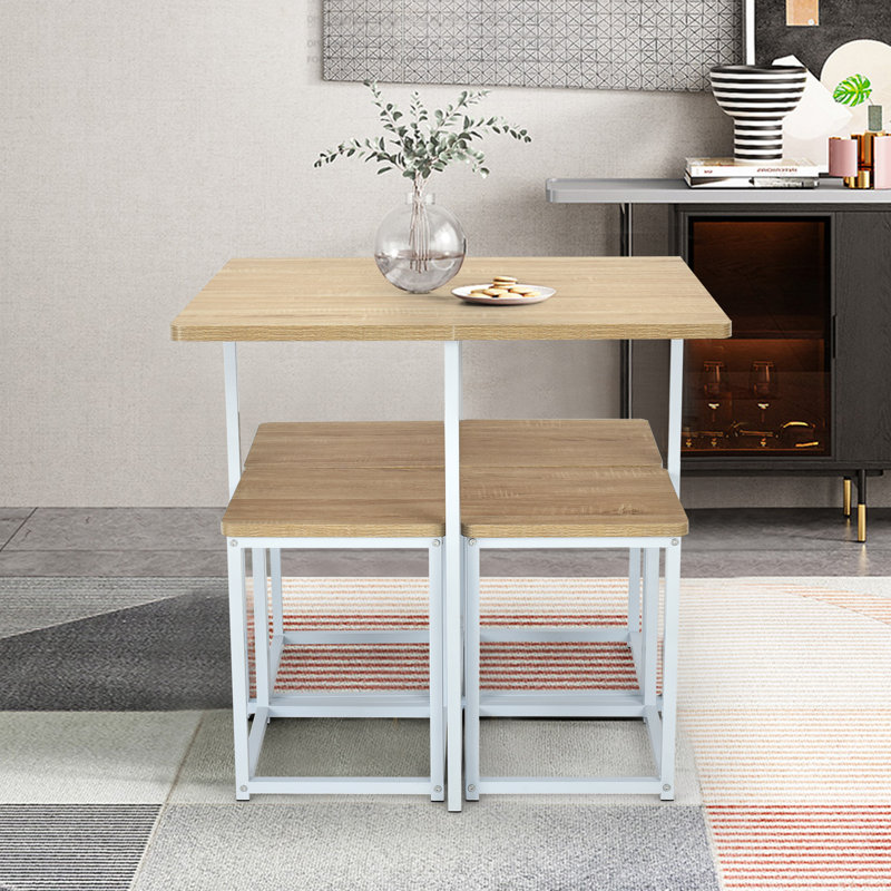 Ghazl Dining Set, Light Brown, Light Brown/White, White