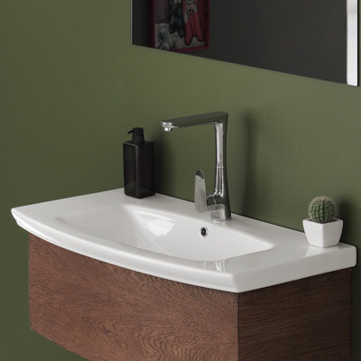 CeraStyle by Nameeks 20.08 " Ceramic Rectangular Bathroom Sink and Overflow Hole