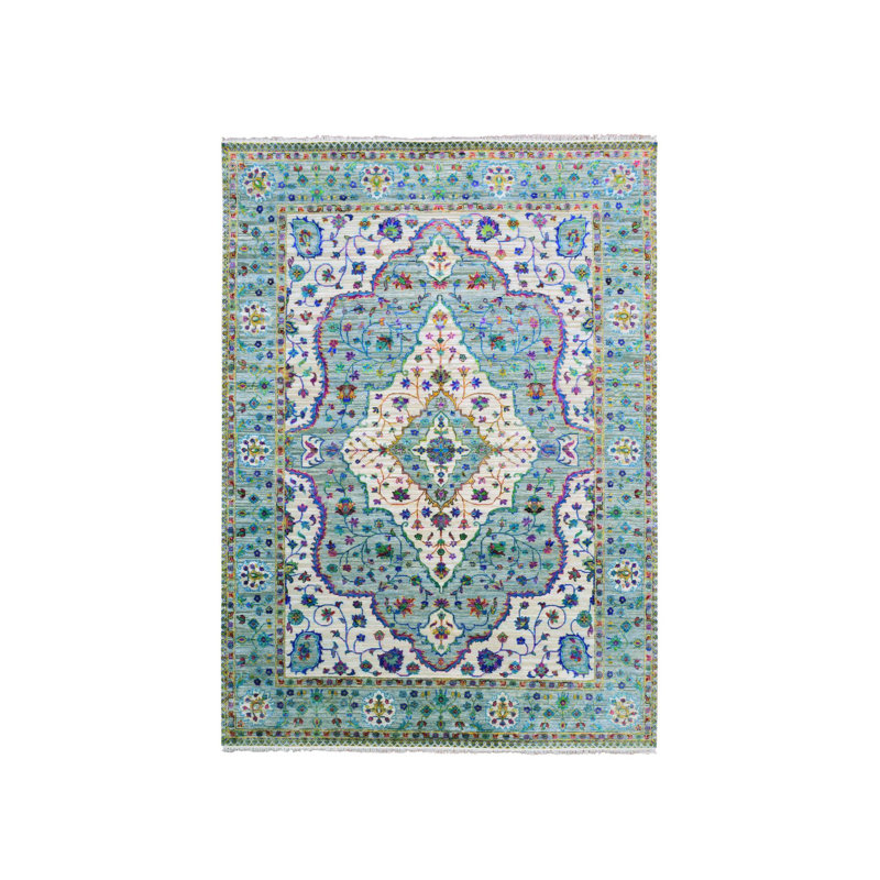 Tapis oriental rectangulaire gris en soie noué à la main 8 pi 8 po x 12 pi 0 po - MOA10275233